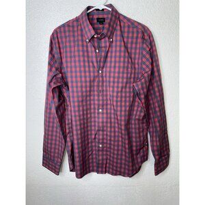 J. Crew Slim 98% Cotton Long Sleeve Plaid Shirt Men's Size Large Red Blue P